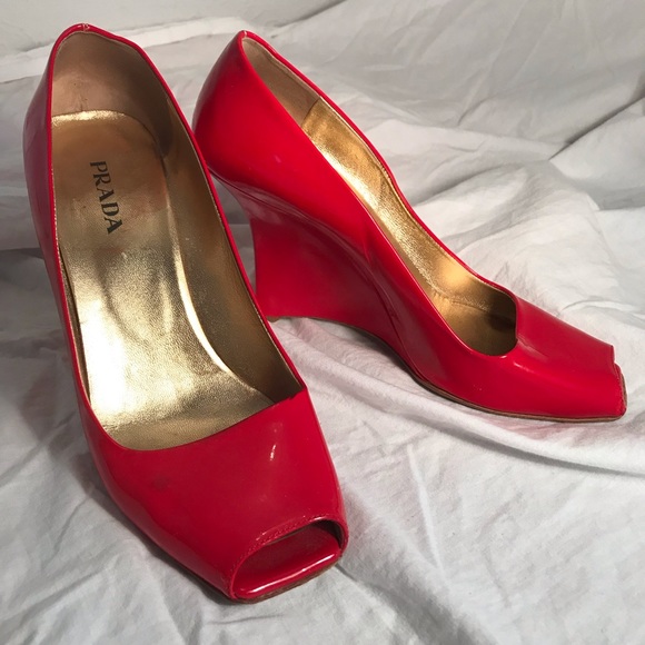 prada red patent leather shoes